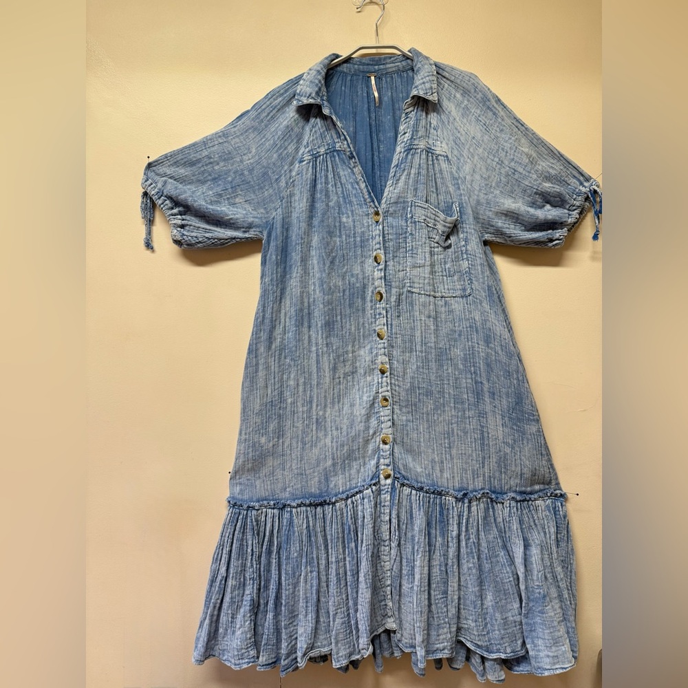 Free People Maya Midi Shirtdress size S - Picture 2 of 16